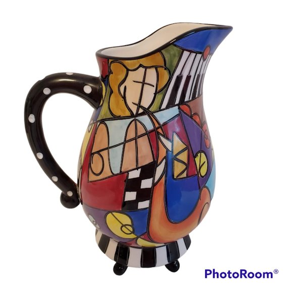 Studio Designworks Music Piano Instruments Colorful Whimsical Abstract Pitcher - Picture 5 of 8